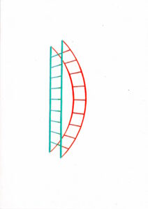 'Flex Ladder' is part of an ongoing exploration of ladders. Over the course of Lathwood’s practice, ladders have been an important symbol of change, desire and aspiration. They are the quintessential tools to get over something, to conquer obstacles and shift a view point. During the first Covid-19 lockdown she started a new series of gouache paintings of very small ladders on paper. The ladders were either drawn from imagination, observation or sent in by individuals also enthused by ladders.