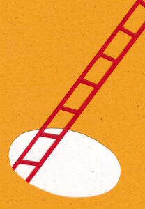 ‘Ladder Hole’ is part of an ongoing series of ladders made using recycled paper. Over the course of Lathwood’s practice, ladders have been an important symbol of change, desire and aspiration. They are the quintessential tools to get over something, to conquer obstacles and shift a view point.