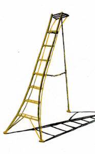 'Tripod Ladder' is the desire ladder of many gardening and farmer friends. Over the course of Lathwood’s practice, ladders have been an important symbol of change, desire and aspiration. They are the quintessential tools to get over something, to conquer obstacles and shift a view point. During the first Covid-19 lockdown she started a new series of gouache paintings of very small ladders on paper. The ladders were either drawn from imagination, observation or sent in by individuals also enthused by ladders.